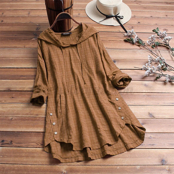 Hillary™ - Loose Cotton Sweatshirt with Button