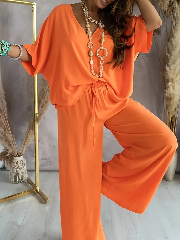 Farah™ - Stylish Solid Color Women's Two-Piece Set