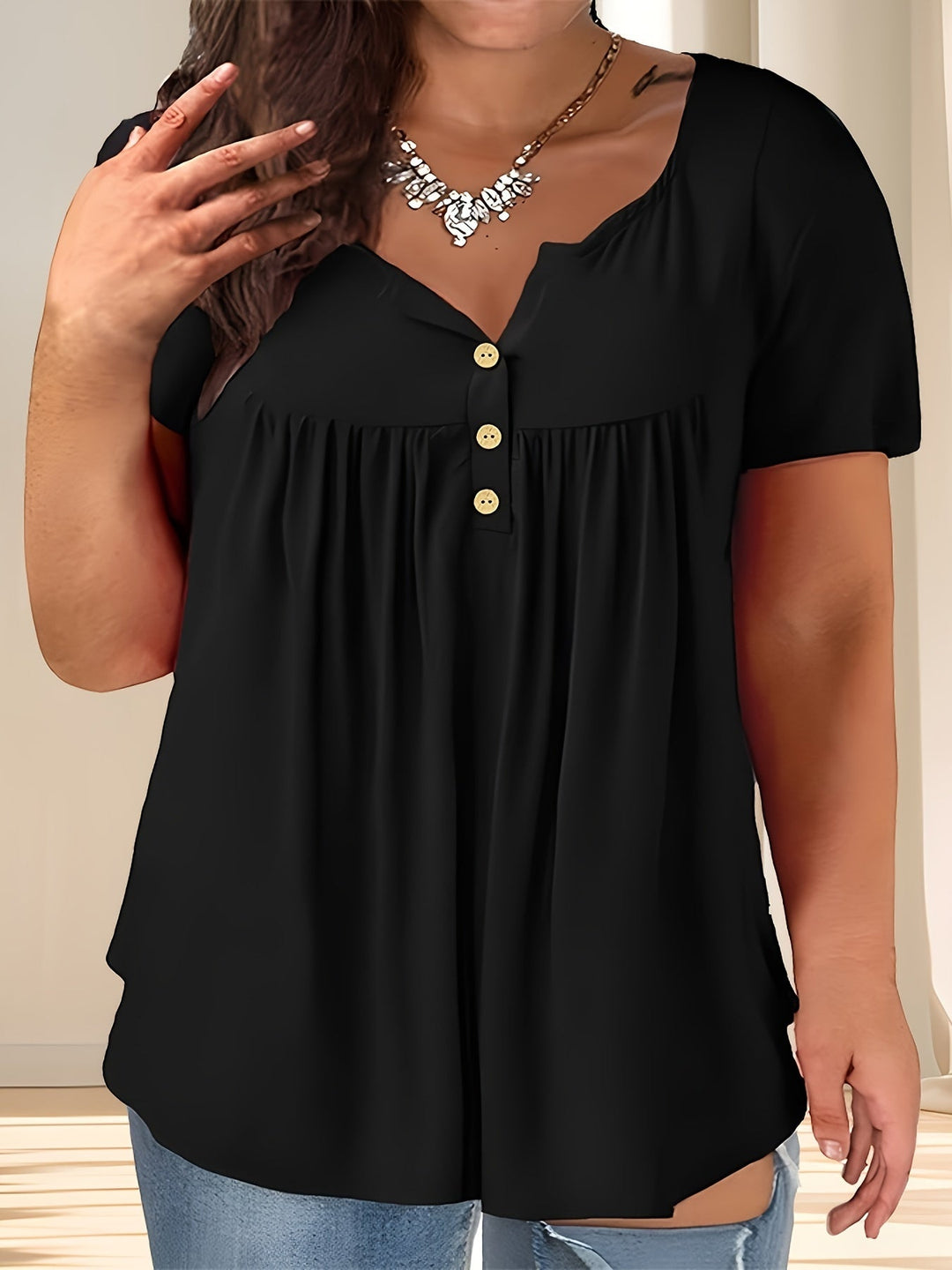 Zoey™ - Chic Plus-Size Pleated Blouse