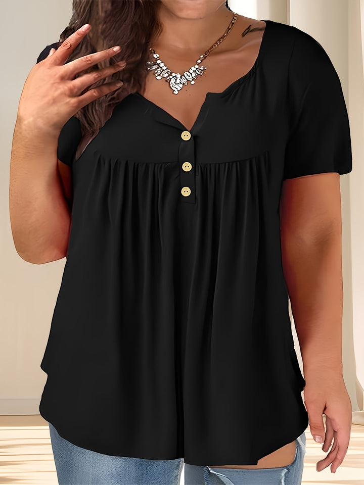 Zoey™ - Chic Plus-Size Pleated Blouse