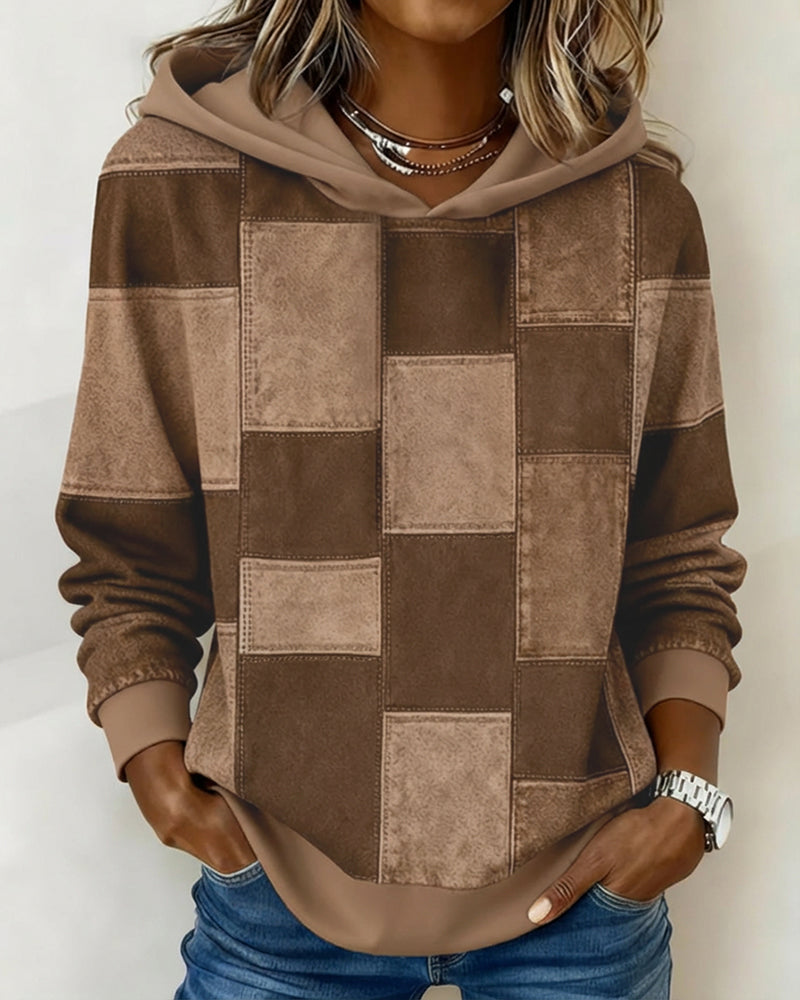 Chic Plaid Long Sleeve Hoodie