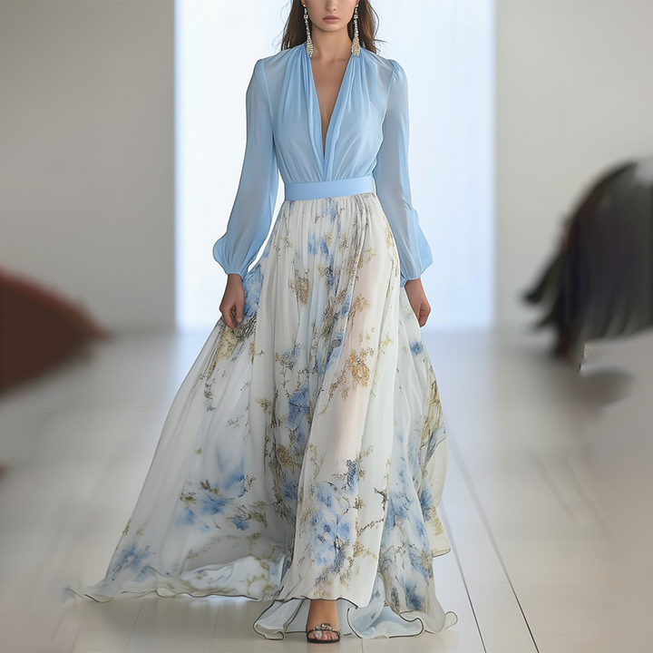Sascha™ - Breathable Floral-Print V-Neck Maxi Dress