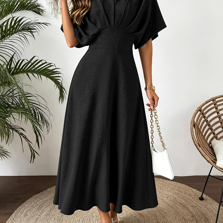Women’s midi dress with V-neckline