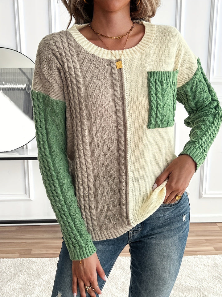 Delia | Women's crew-neck pullover with pocket