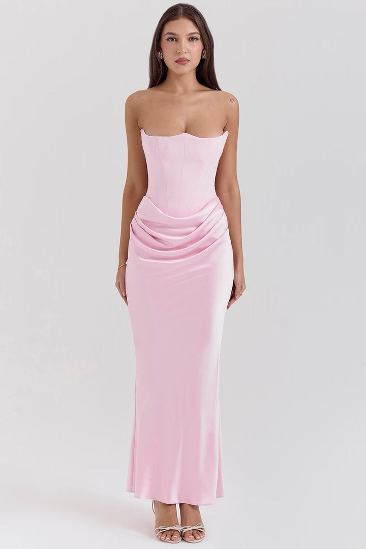 Mia | Damen Trägerloses Maxikleid