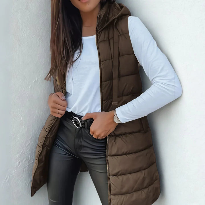 Romy™ - Casual Sleeveless Hooded Long Puffer Vest