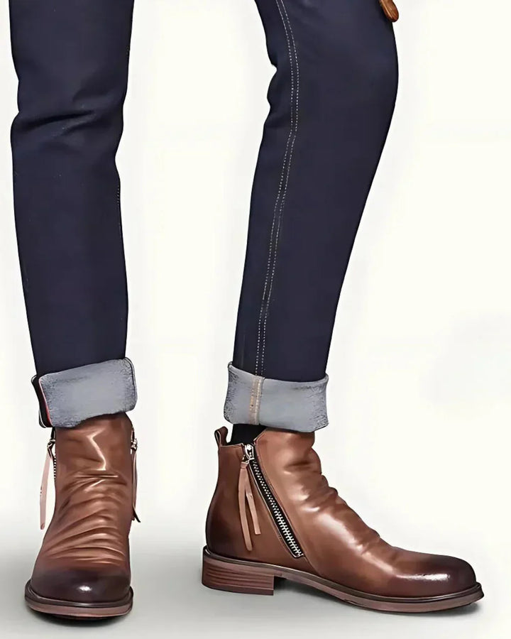 Max - Leather Ankle Boots With Side Zip