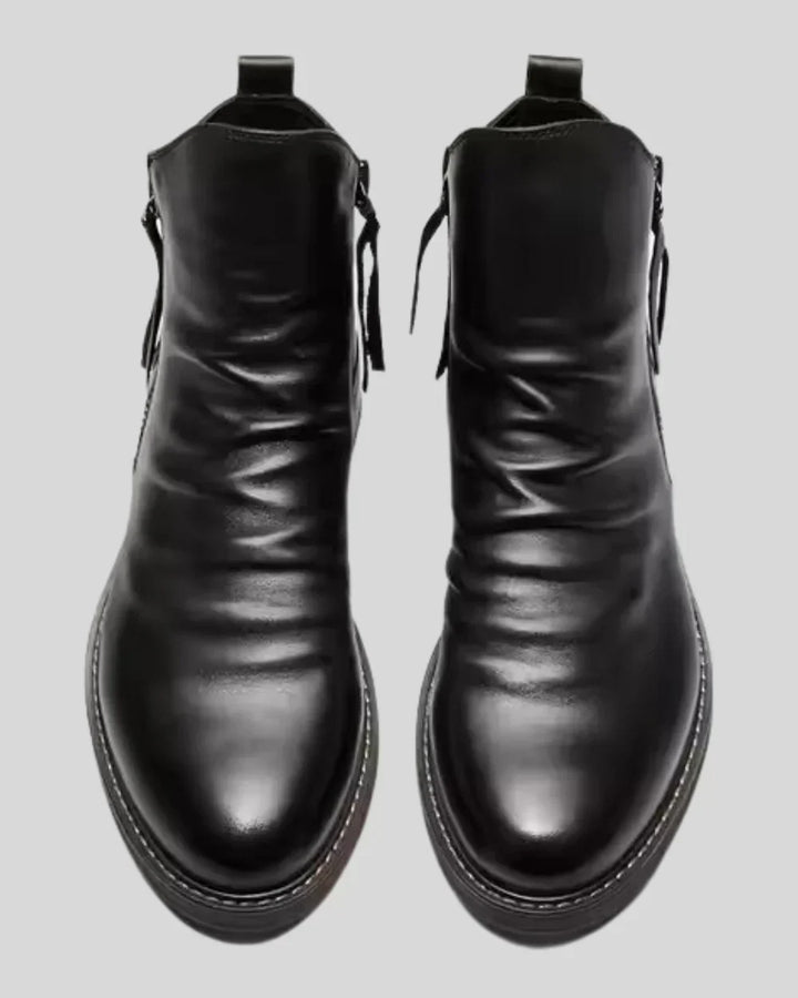 Max - Leather Ankle Boots With Side Zip