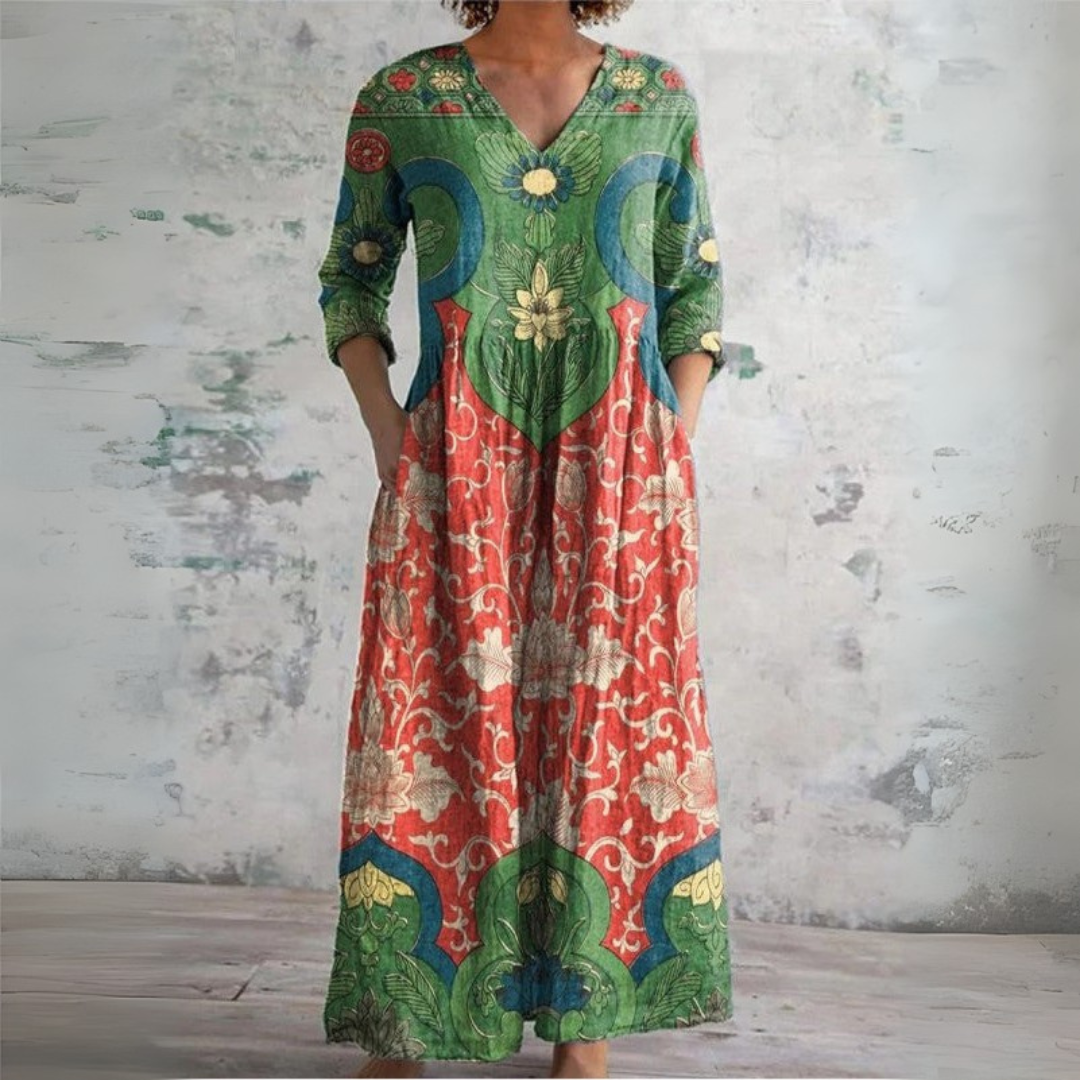 Judith | Vintage Maxi Dress with Floral Pattern