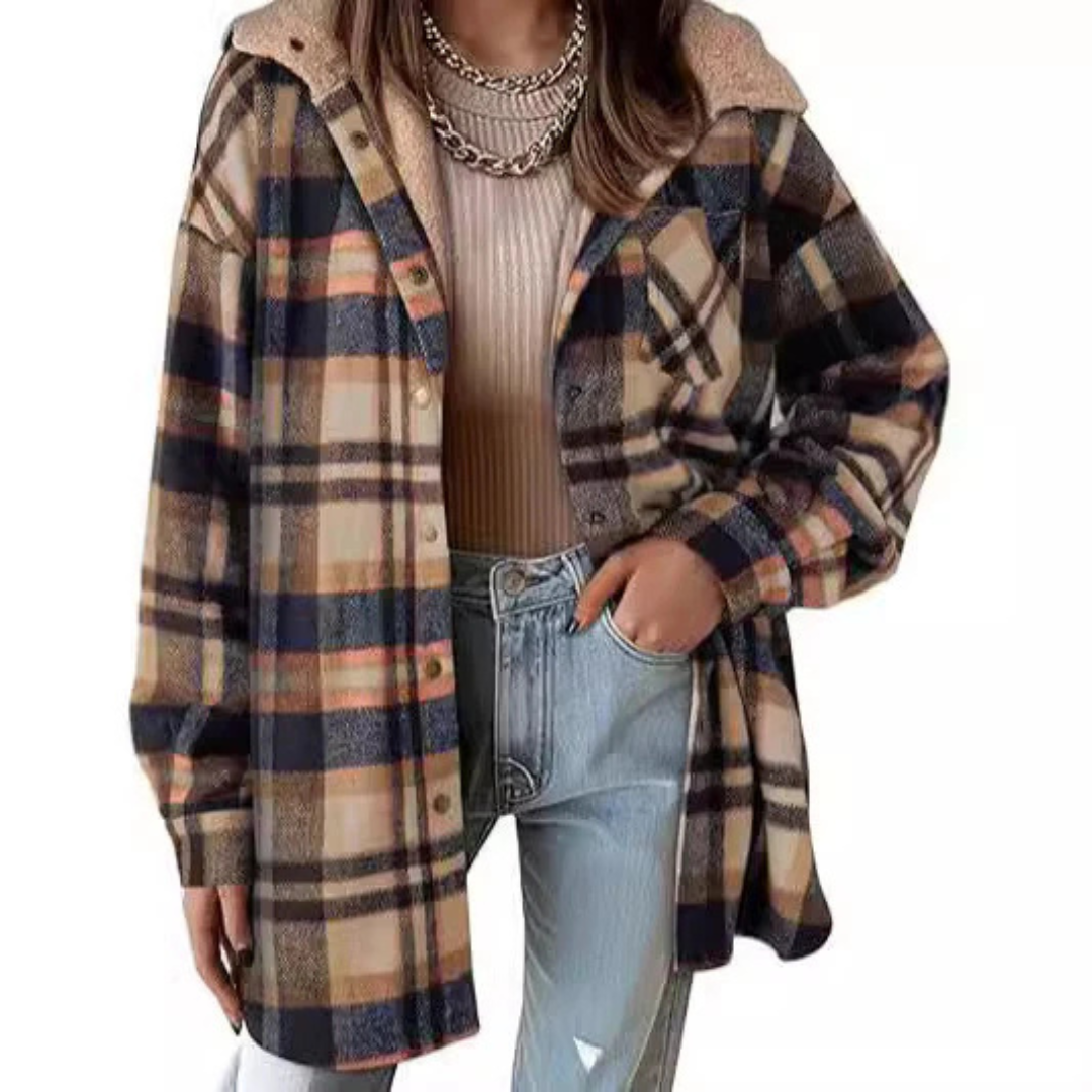Tallulah™ - Relaxed Fit Plaid Hooded Jacket