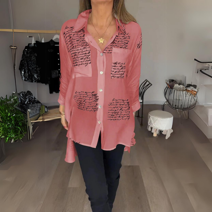 Carla™ | Handwritten Button-Up Blouse
