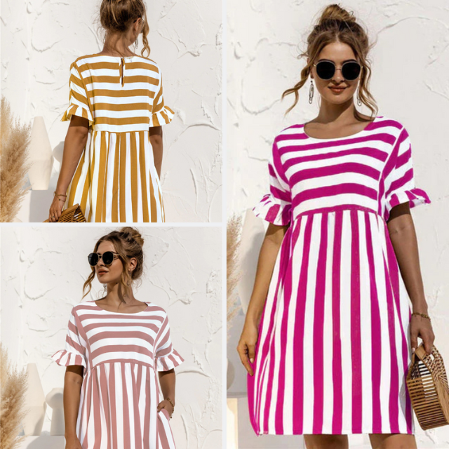Levoire | Striped Ruffle Maternity Dress