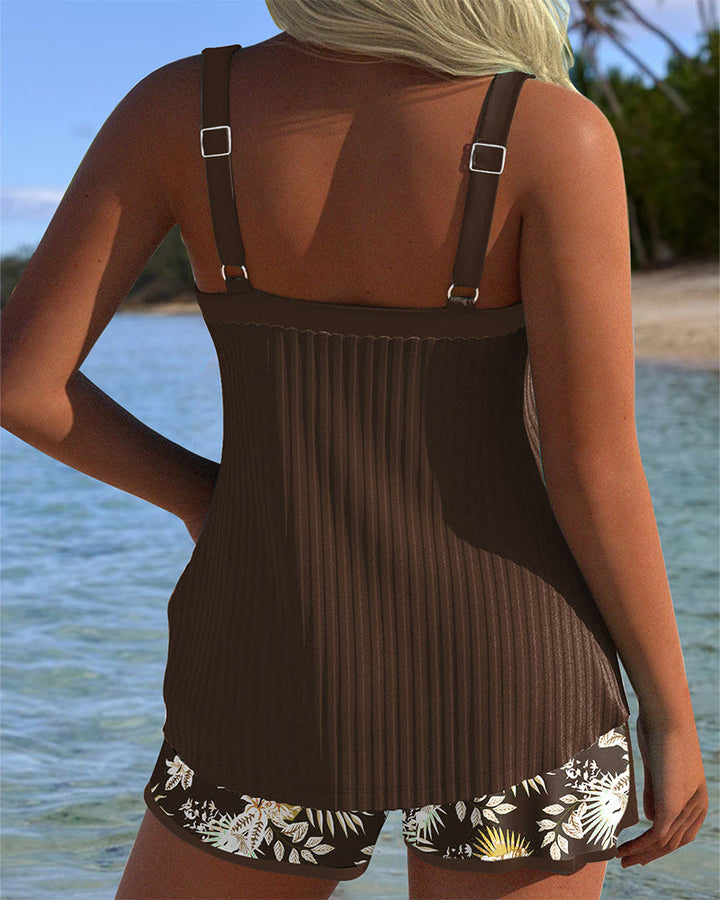 Solea | Women's Short Striped Tankini with Wire-Free Bra