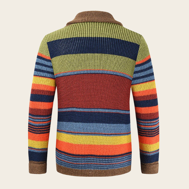 James | Men's Striped Button-Up Cardigan