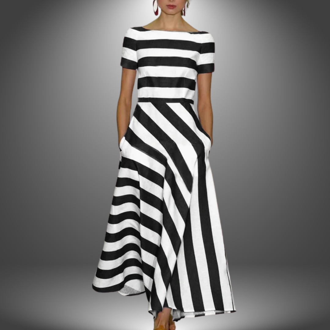 Natalia | Long Striped Dress, Handmade