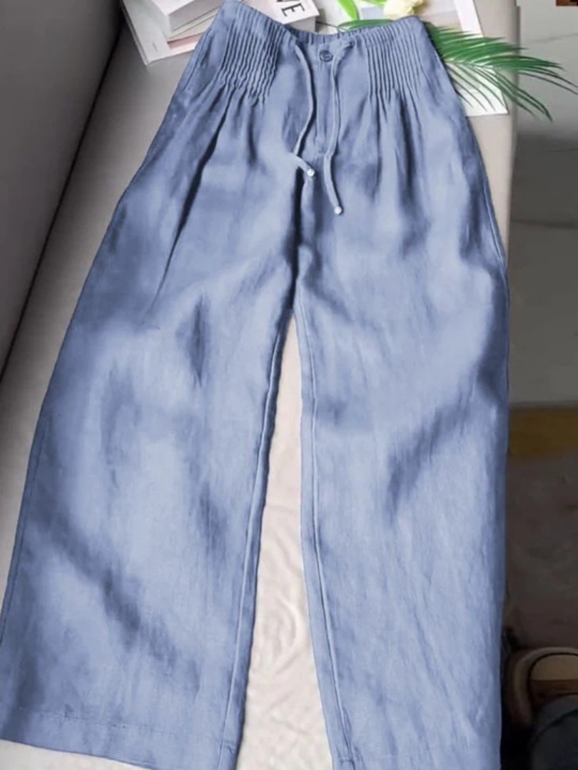 Camille | Cotton-Linen Blend Wide Leg Pants