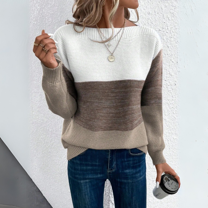 Clara - Stylish Three-Color Patchwork Sweater