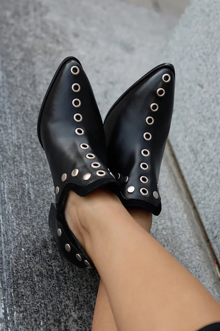ANKLE BOOT WITH STUDS AND BLOCK HEEL