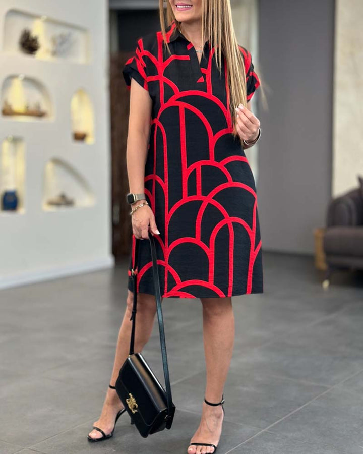 Ellanore - Polo Dress with Geometric Print