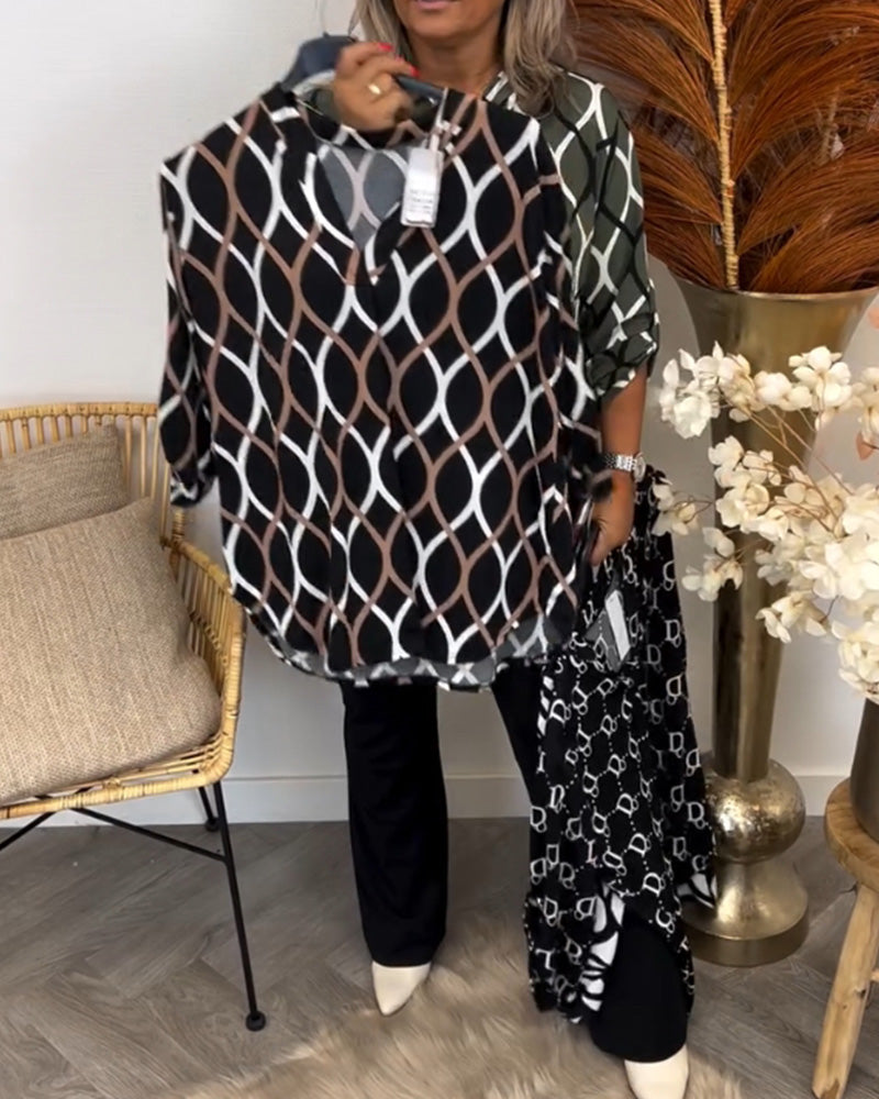 Amelia™ - Casual Patterned Long-Sleeved Blouse