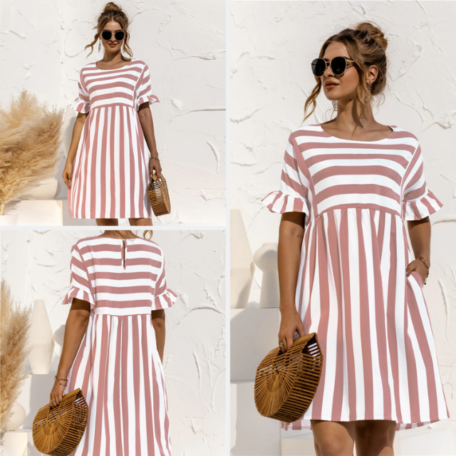 Levoire | Striped Ruffle Maternity Dress