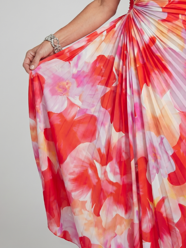 Taya | One-Shoulder Pleated Midi Dress
