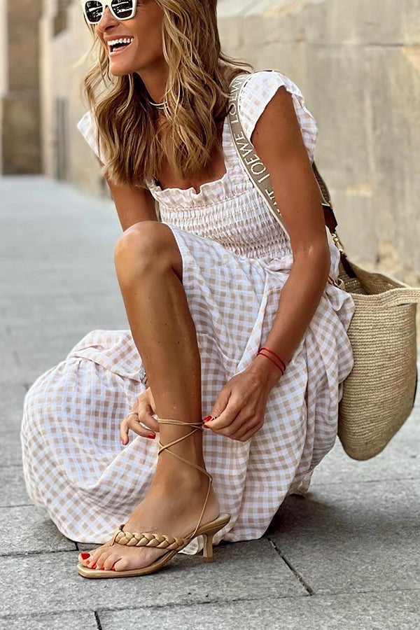 Odette™ - Elegant Checkered Summer Dress