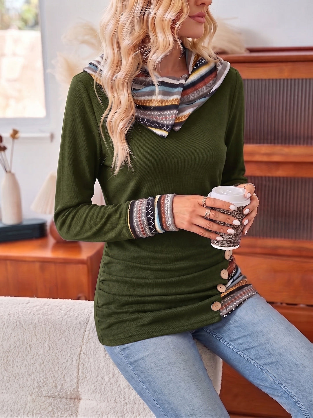 Opal | Women's button-front top with long sleeves