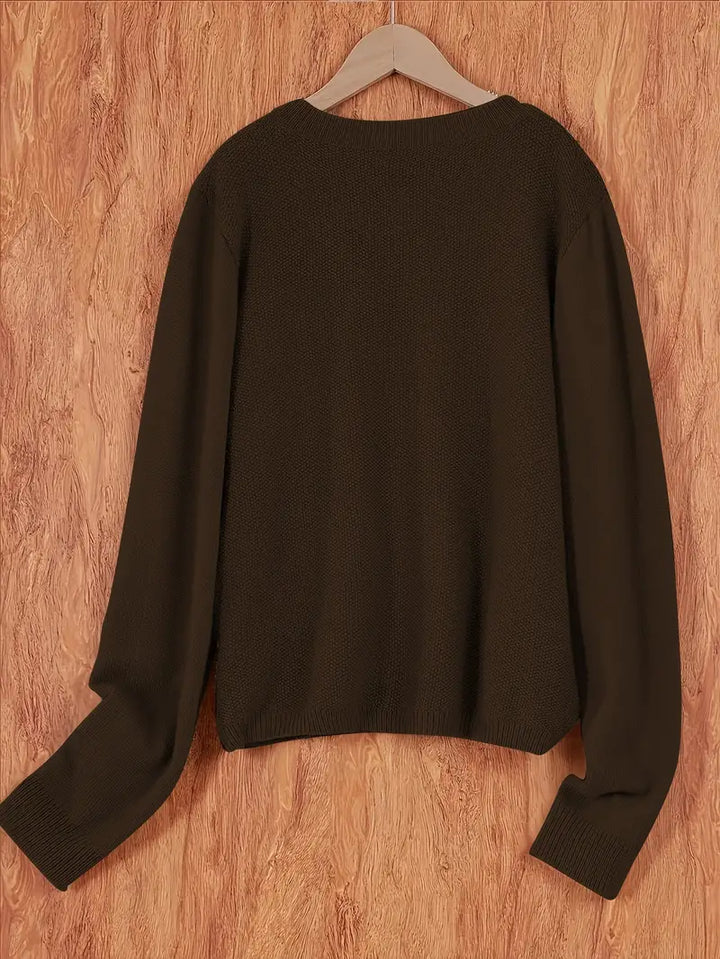 Eugenia | Damen Rundhals-Cardigan mit Knöpfen und Tasche