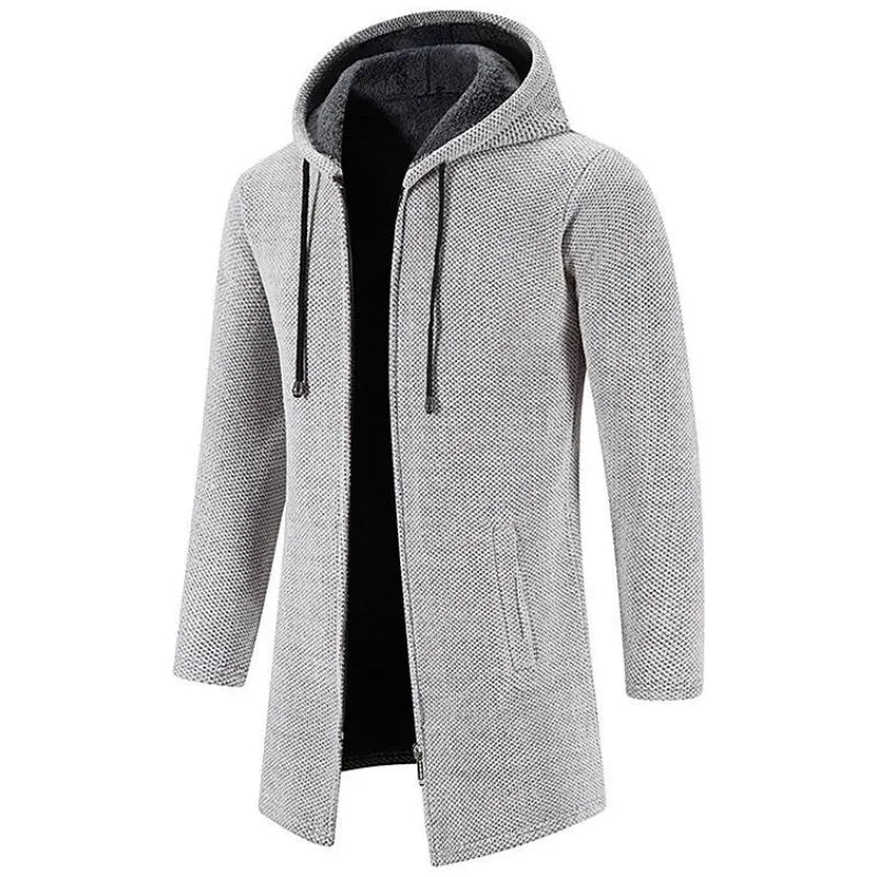 Elias - Mid-Length Men's Jacket with Hood and Padded Fleece