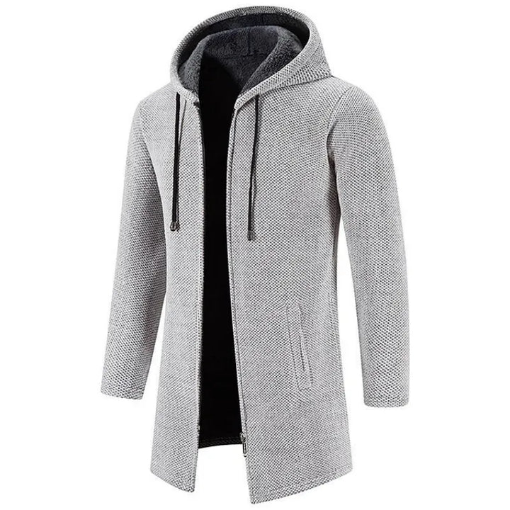 Elias - Mid-Length Men's Jacket with Hood and Padded Fleece