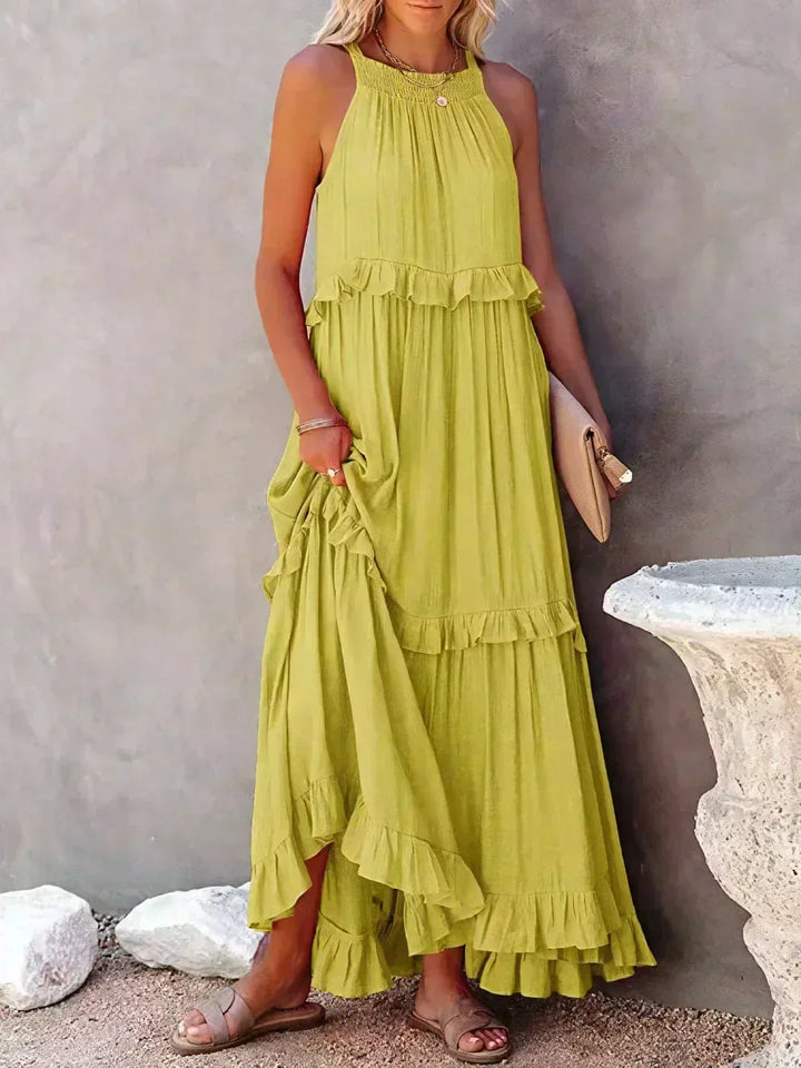 Sarah | Halterneck Ruched Maxi Dress (Almost sold out)