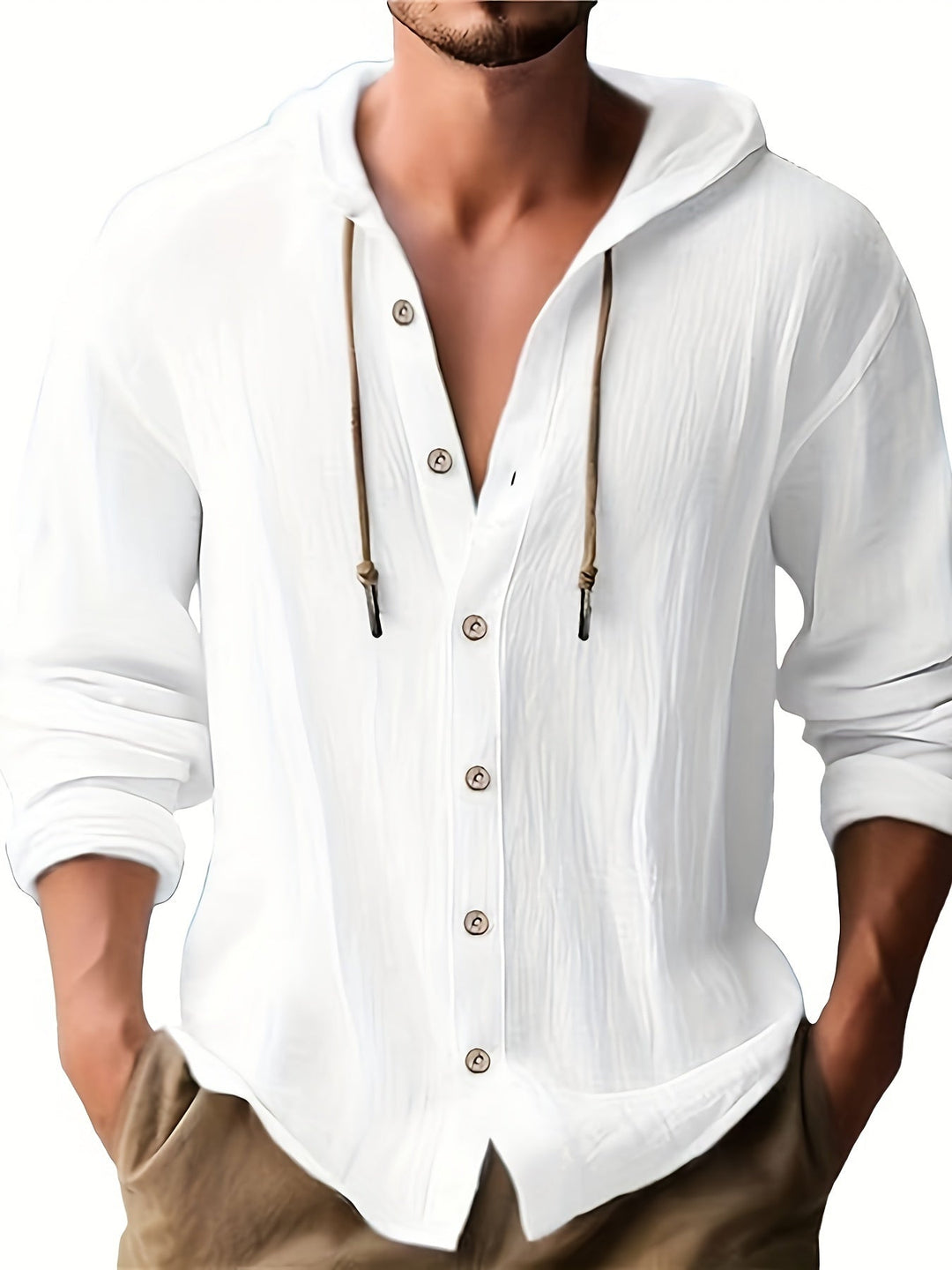 Brian™ - Men's Hooded Long-Sleeve Shirt