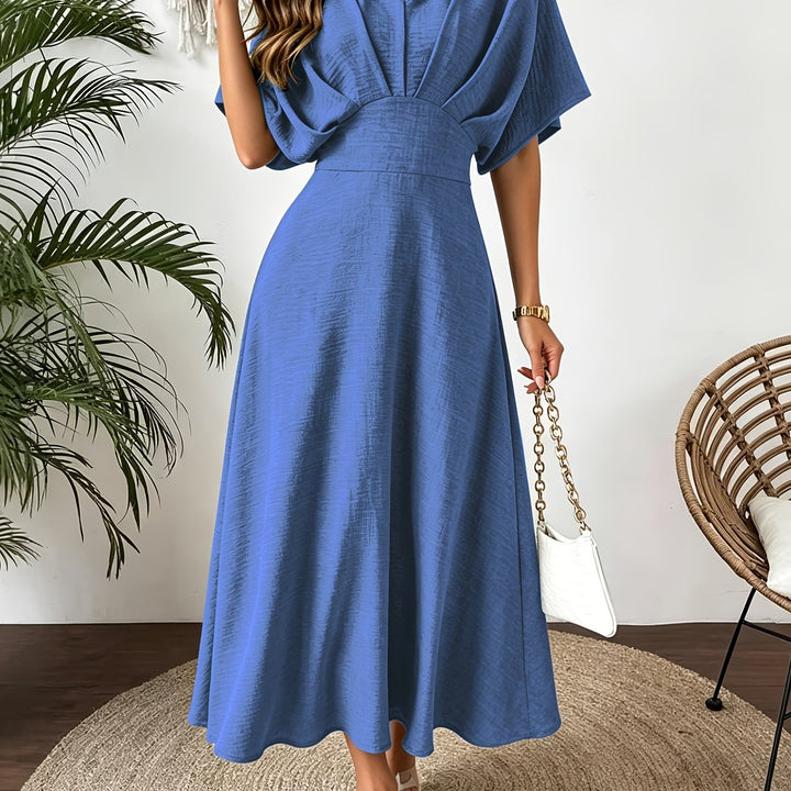 Women’s midi dress with V-neckline