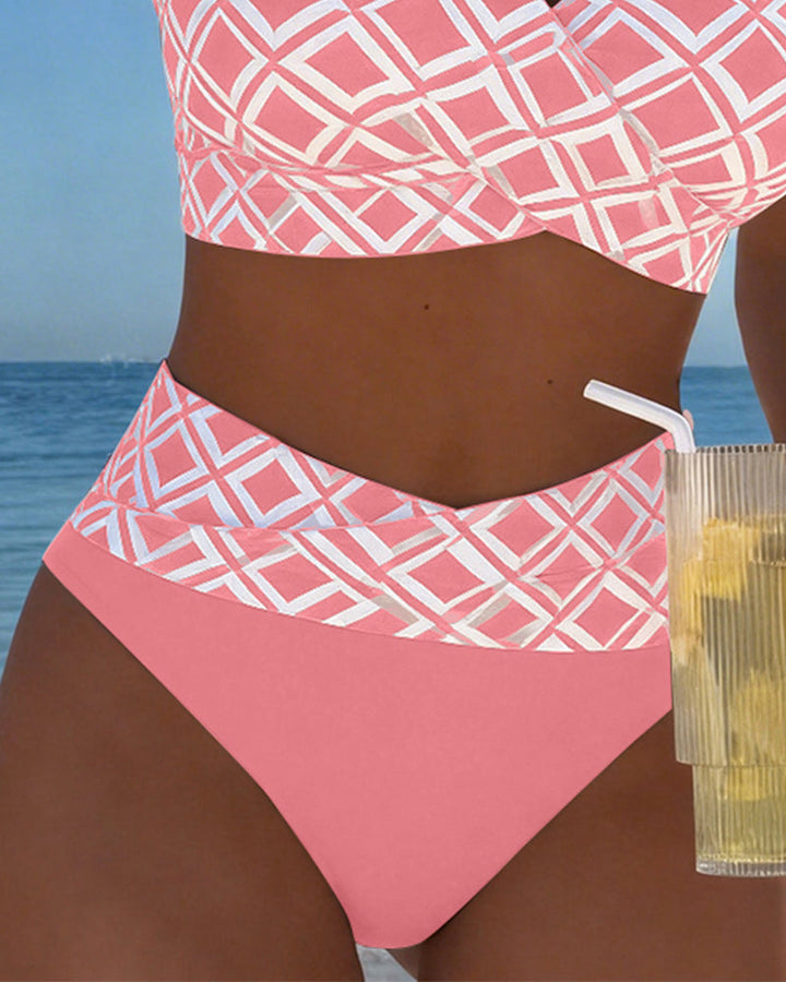 Martina | Checked bikini with wire-free bra and high-cut briefs