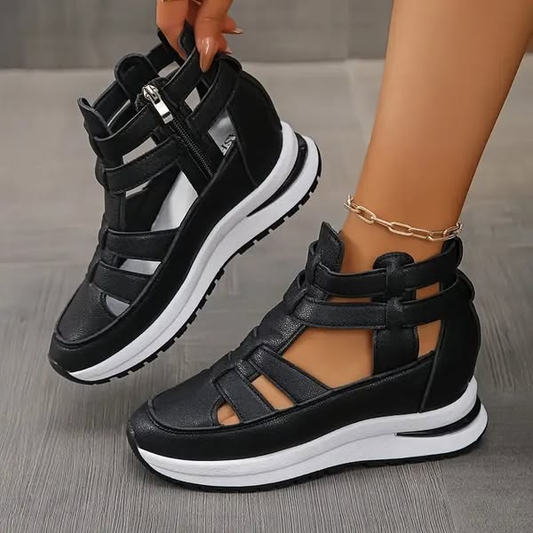 Light wedge sandals with side zip for ultimate comfort