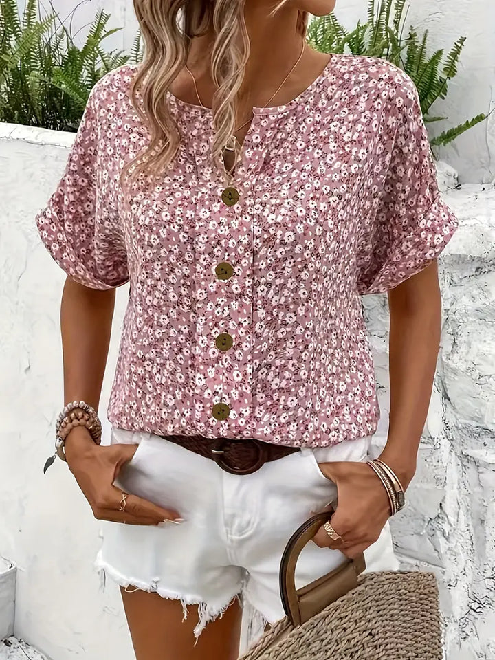Cindy™ | Blouse with floral print and tiered collar