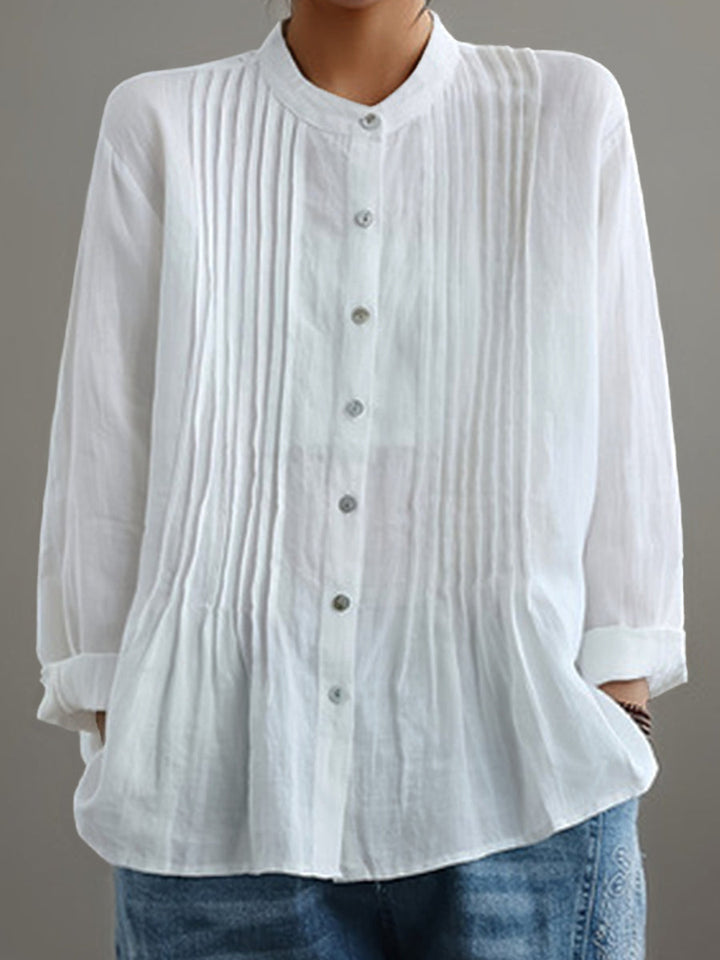 Farah™ – Casual Cotton and Linen Pleated Shirt