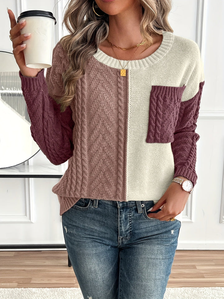 Delia | Women's crew-neck pullover with pocket