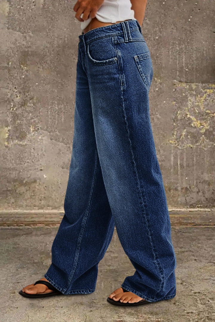 Mid-rise straight-leg jeans