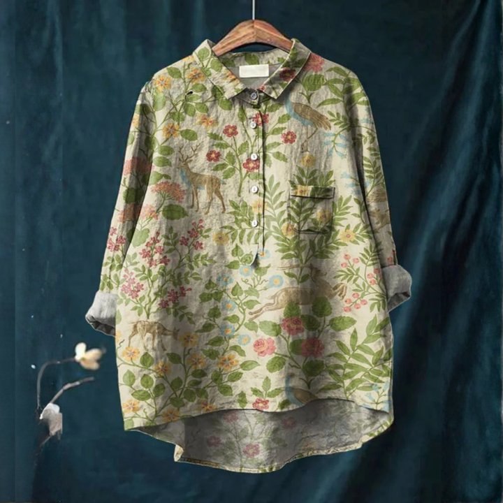 Elena - Patterned Linen Shirt