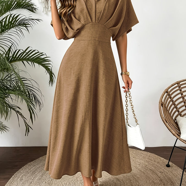 Women’s midi dress with V-neckline