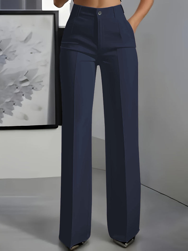 Women's high-waisted trousers with elastic waistband