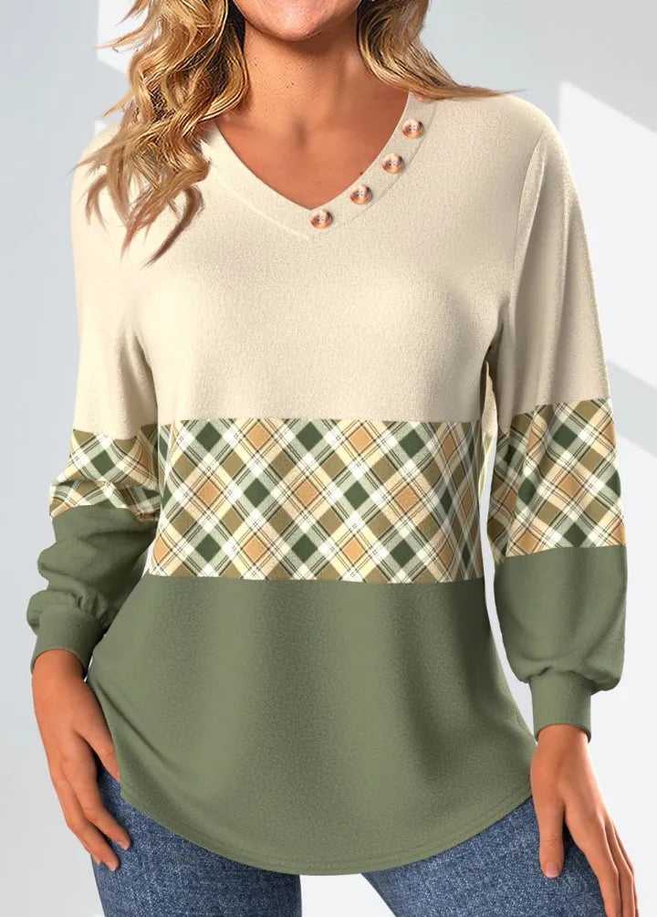 Annelie | Sweater with Plaid Detail