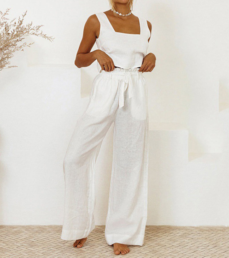 Milena - Minimalist Top and Wide Leg Trousers Set