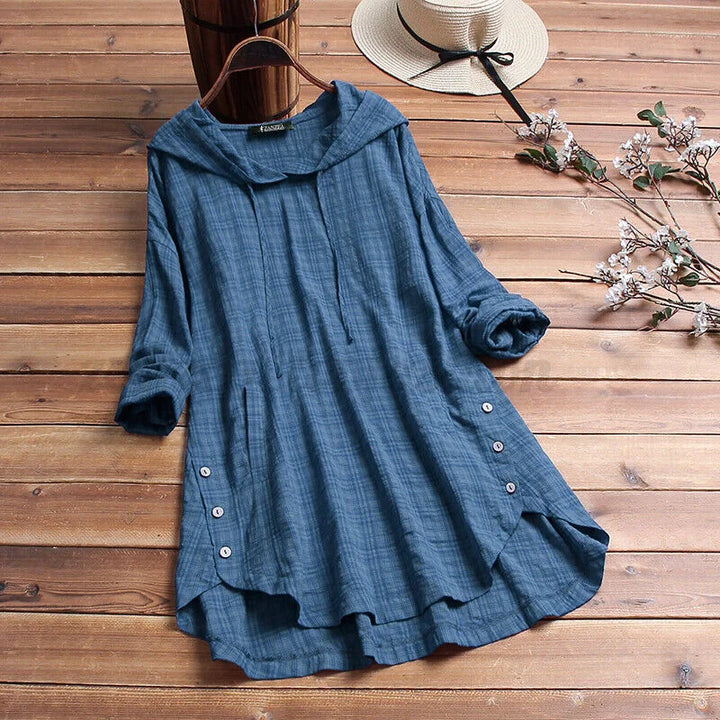 Hillary™ - Loose Cotton Sweatshirt with Button