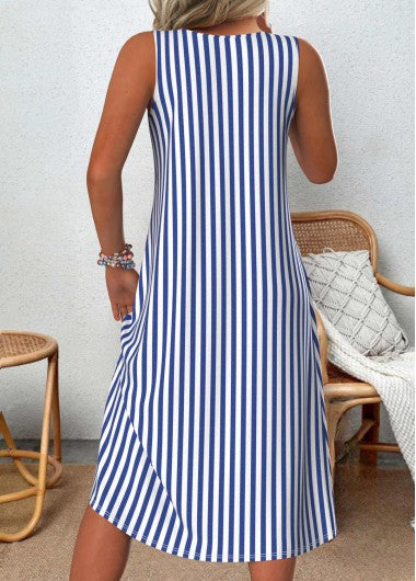 Heidi™ - Sleeveless Striped Tummy Control Summer Dress