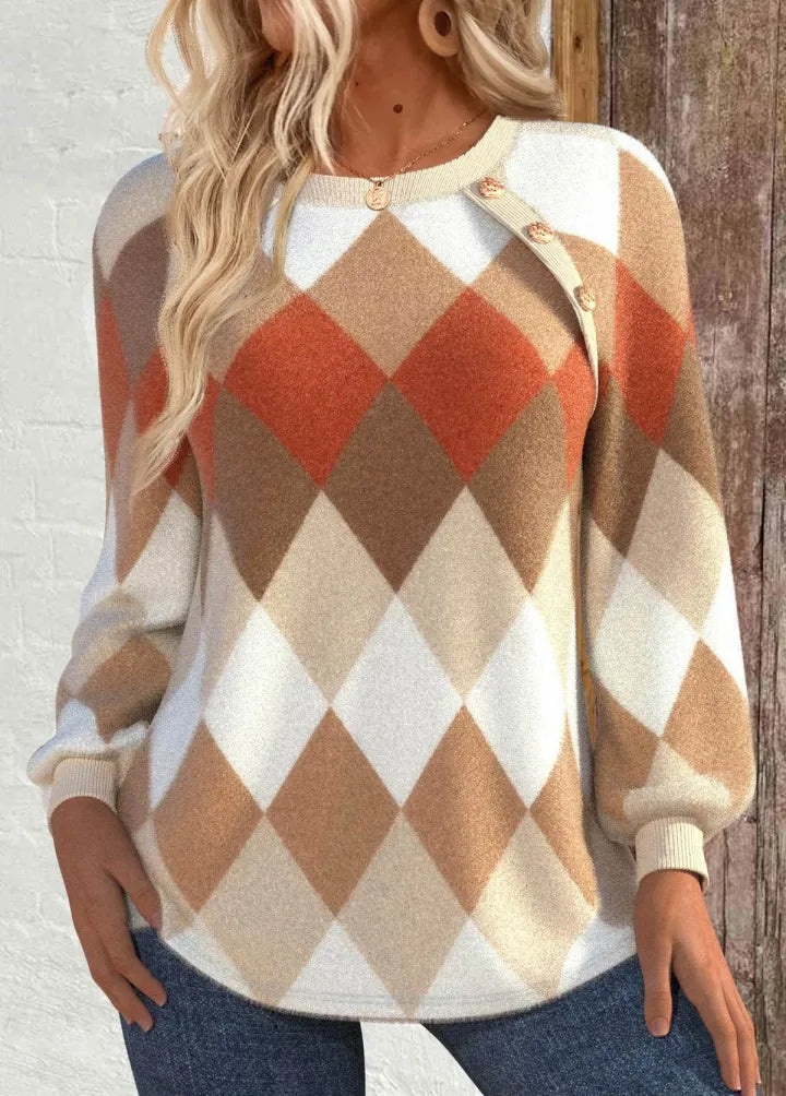 Sign | Checked knit with button detail