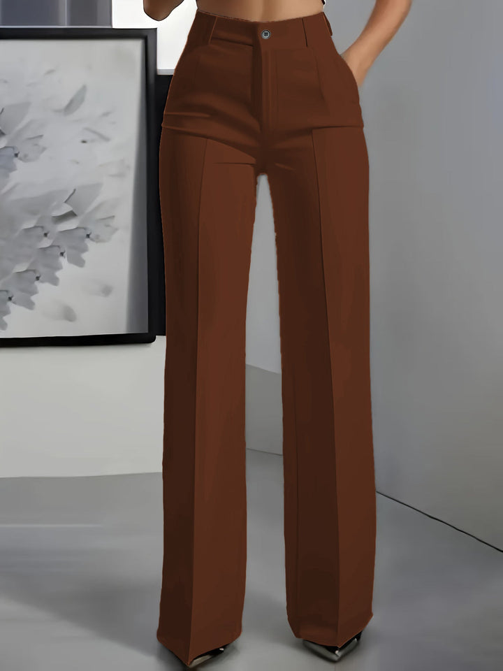 Women's high-waisted trousers with elastic waistband