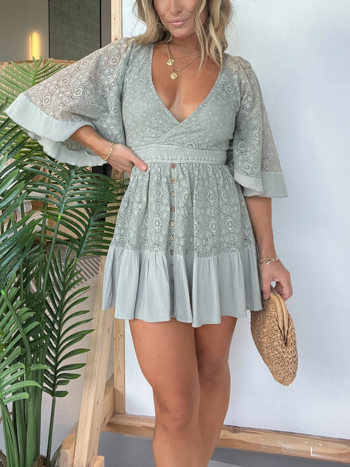 Pink Laura™ - Lace Crochet Jumpsuit Dress